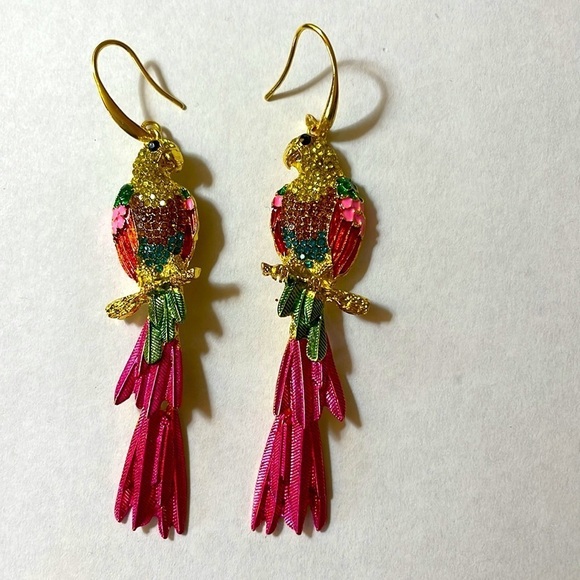 Parrot Bird Drop Earrings - Picture 10 of 13